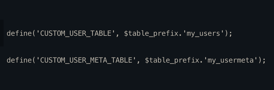 Custom User Table