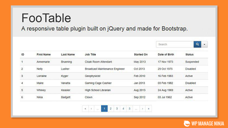 jQuery table plugins wpmanageninja