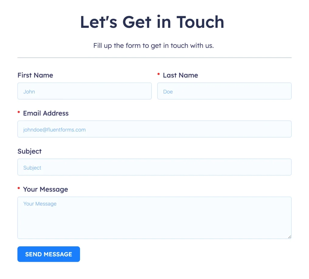Fluent Forms single step forms layout