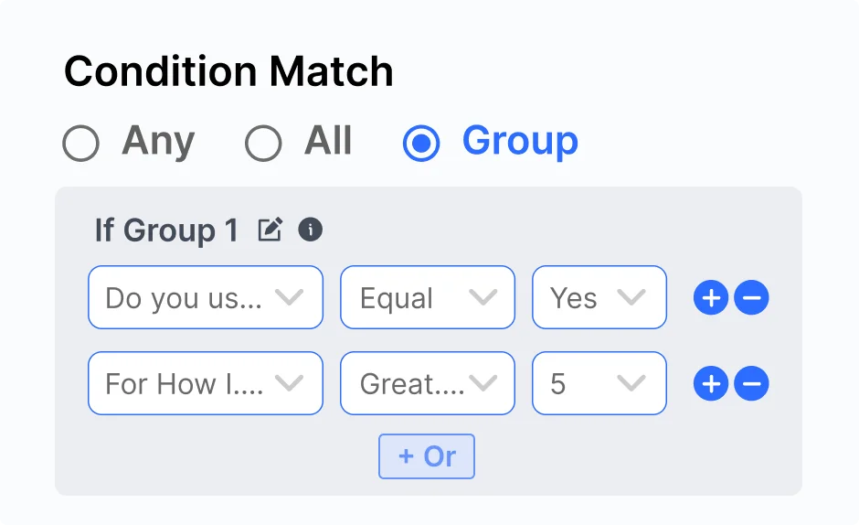 Fluent Forms conditional logic group