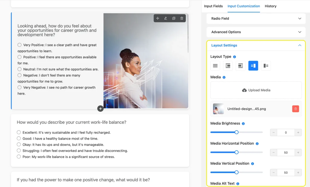 Image Showing Fluent Forms conversational form layout showing one question at a time