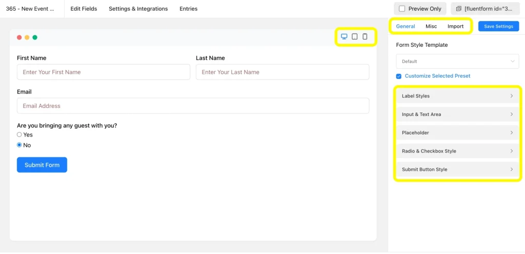 The Image showing how you can check the preview of the form and apply the advanced form styler