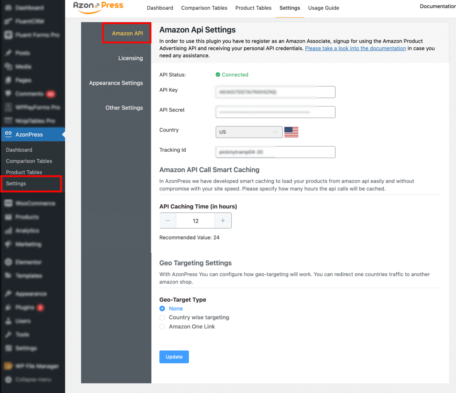 Azonpress - API Setting