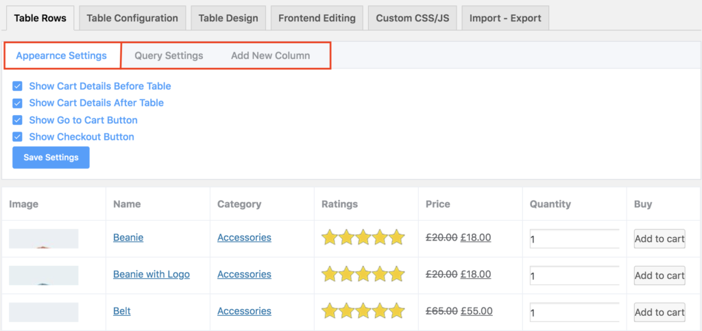 WooCommerce product tables wpmanageninja