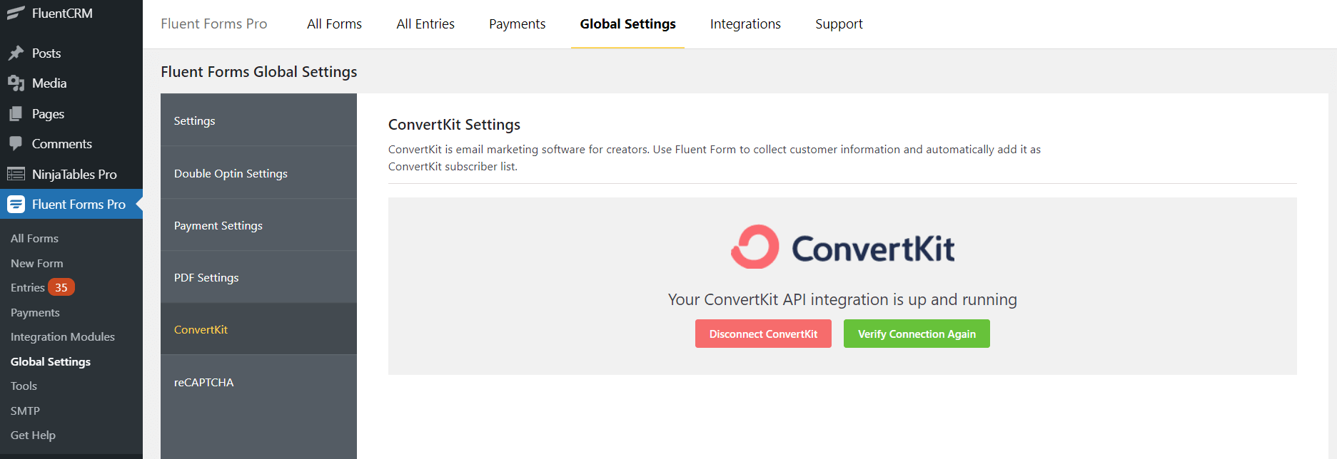 ConvertKit Integration Success Fluent Forms