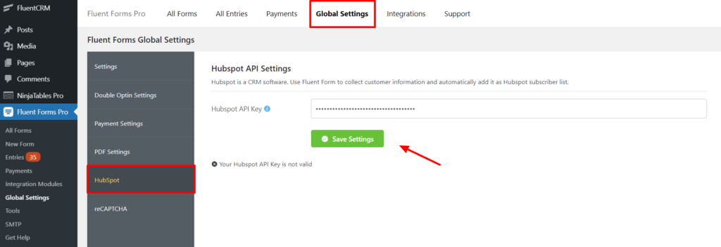 Hubspot Add API Fluent Forms