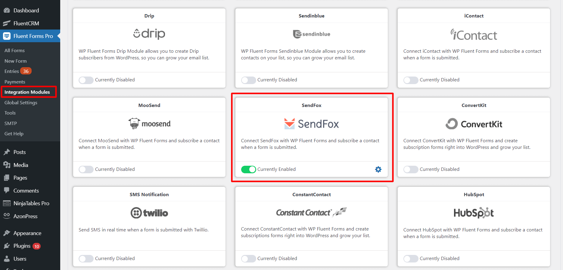 Sendfox Module Fluent Forms