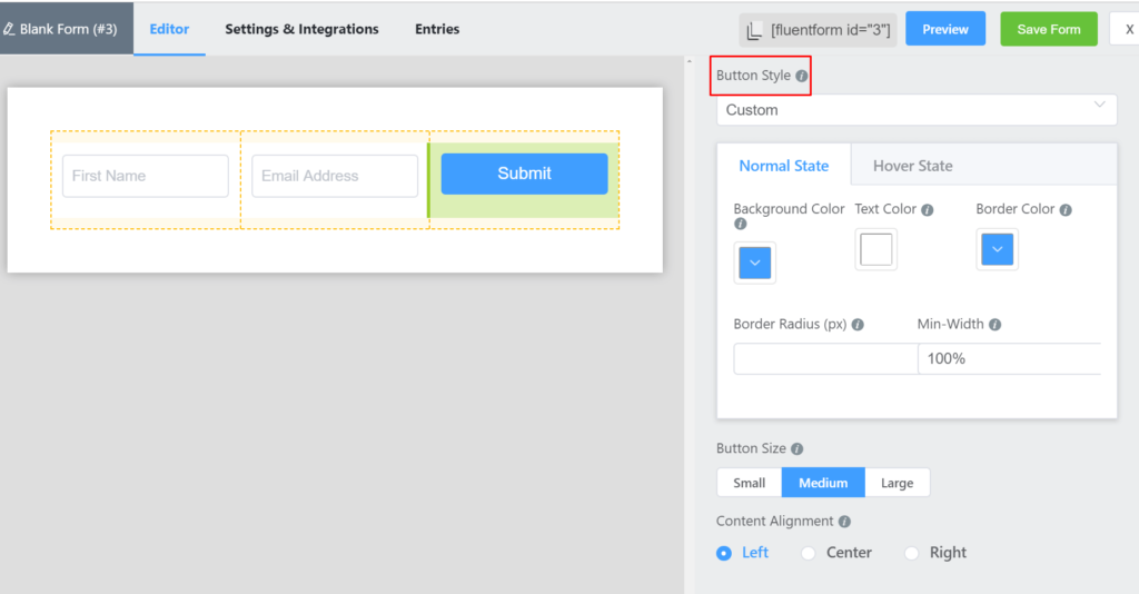 change the appearance of the submit button to fit the form