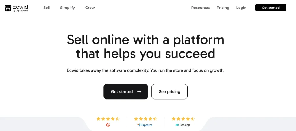 Image: Ecwid Website Homepage