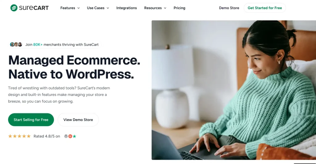 Image: SureCart Website Homepage