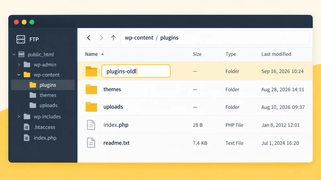 Open wp-content/plugins and rename the folder to plugins-old.