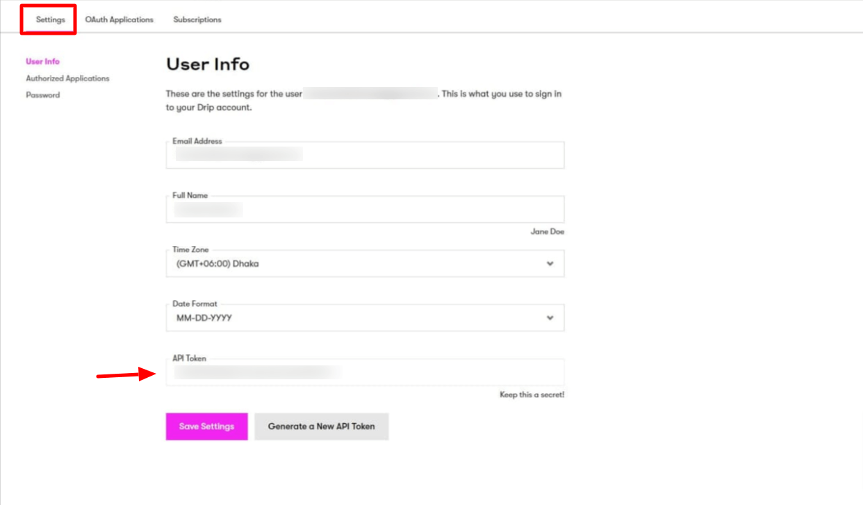 Drip Api Token Fluent Forms