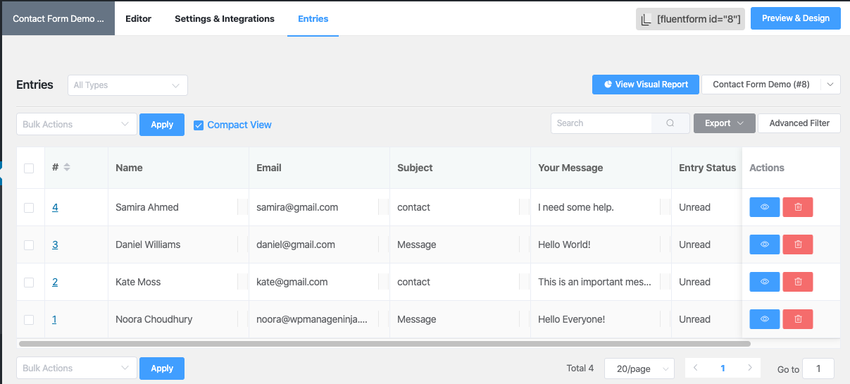 Fluent Forms Integration - WP Manage Ninja