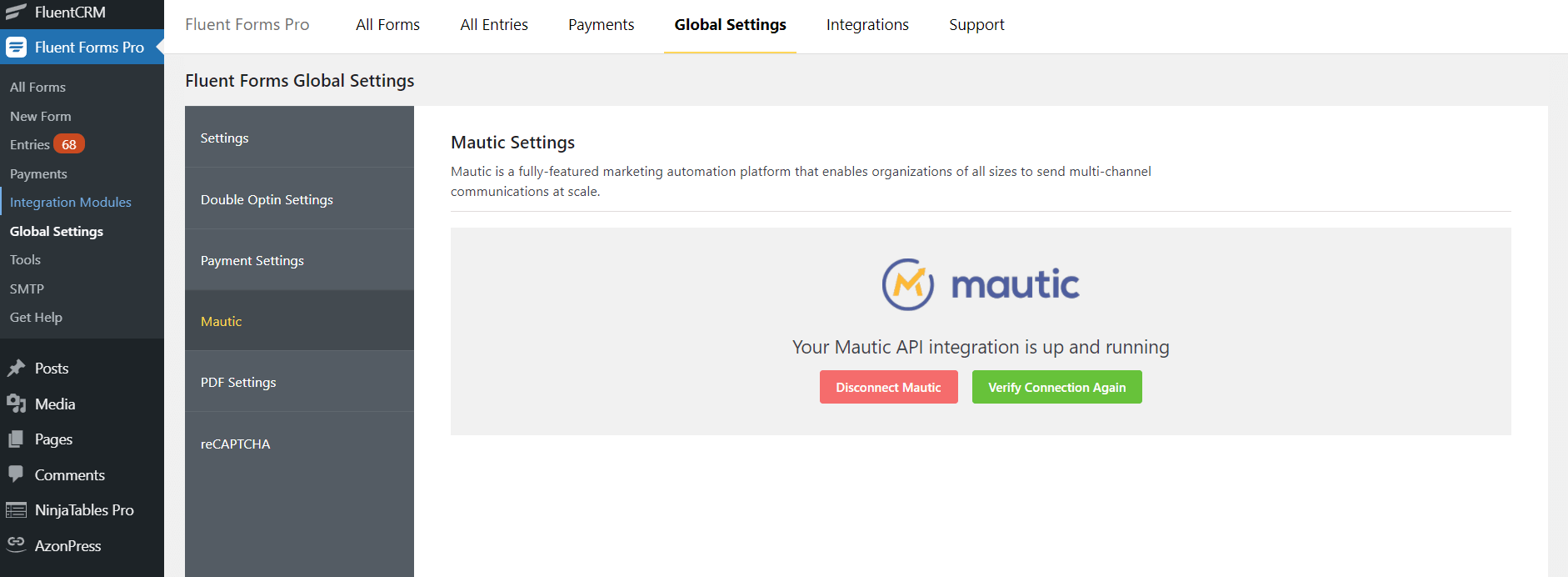 Mautic integration success Fluent Forms