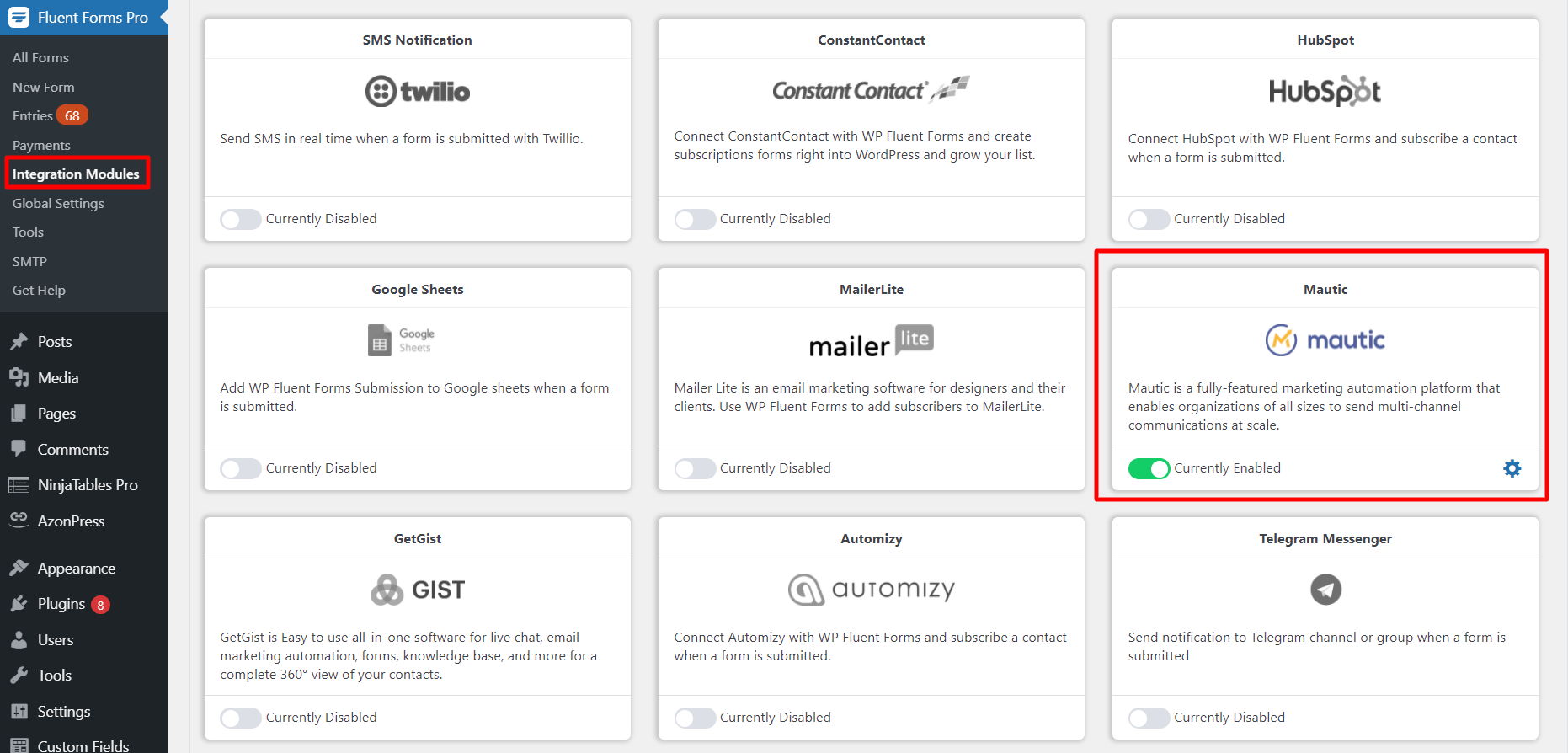 Mautic module Fluent Forms