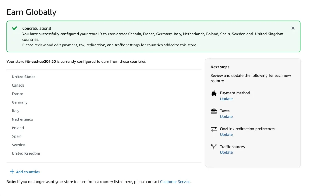 Amazon OneLink
Amazon OneLink is the official link localization solution from Amazon itself, and it's the foundation that many third-party tools build on top of. If you want something straight from the source, this is it.
OneLink works by placing a small JavaScript snippet on your website. Once active, the script detects a visitor's location and rewrites your Amazon links on the fly, redirecting international visitors to their closest Amazon storefront.
If the exact product isn't available in their local store, OneLink attempts to find a close match or redirects them to the main page of that Amazon locale.