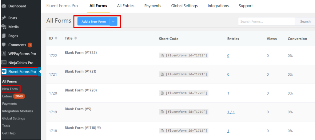 inserting form entries in WordPress tables