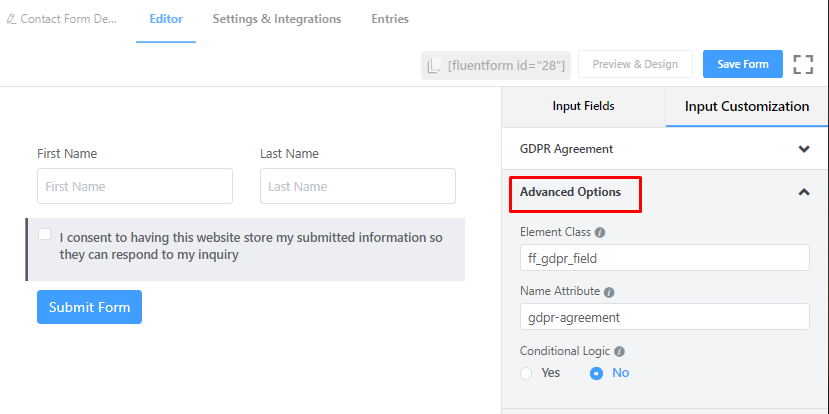 Advance Feature of GDPR field in Fluent Forms.png