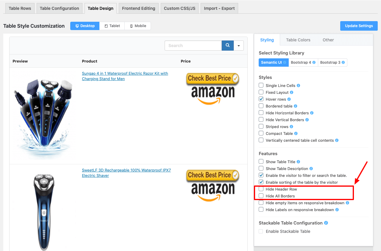 Create Amazon product Listing Table in WordPress using Ninja Tables