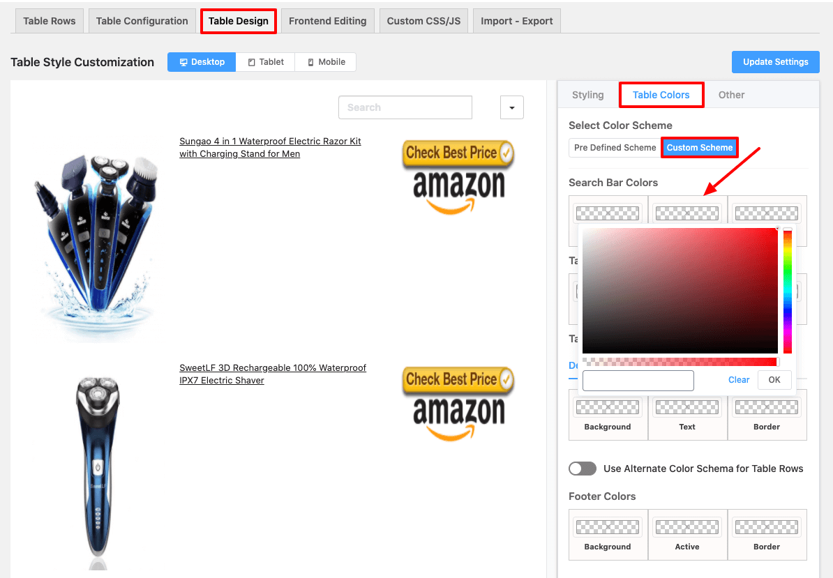 Create Amazon product Listing Table in WordPress using Ninja Tables