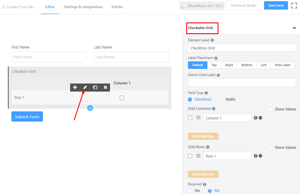 Checkable grid edit general options of Fluent Forms.png