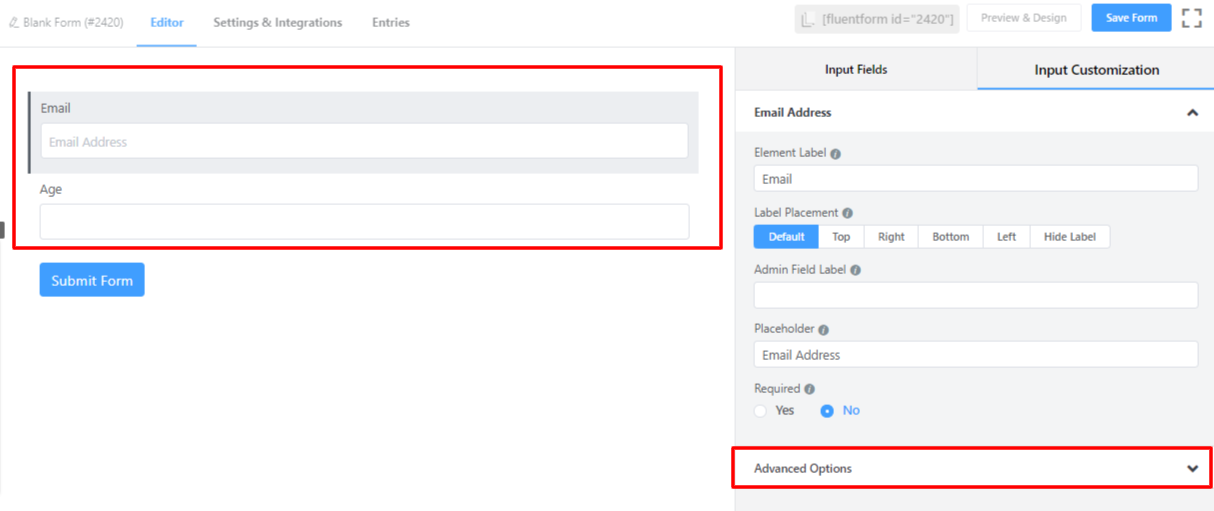 Set default value