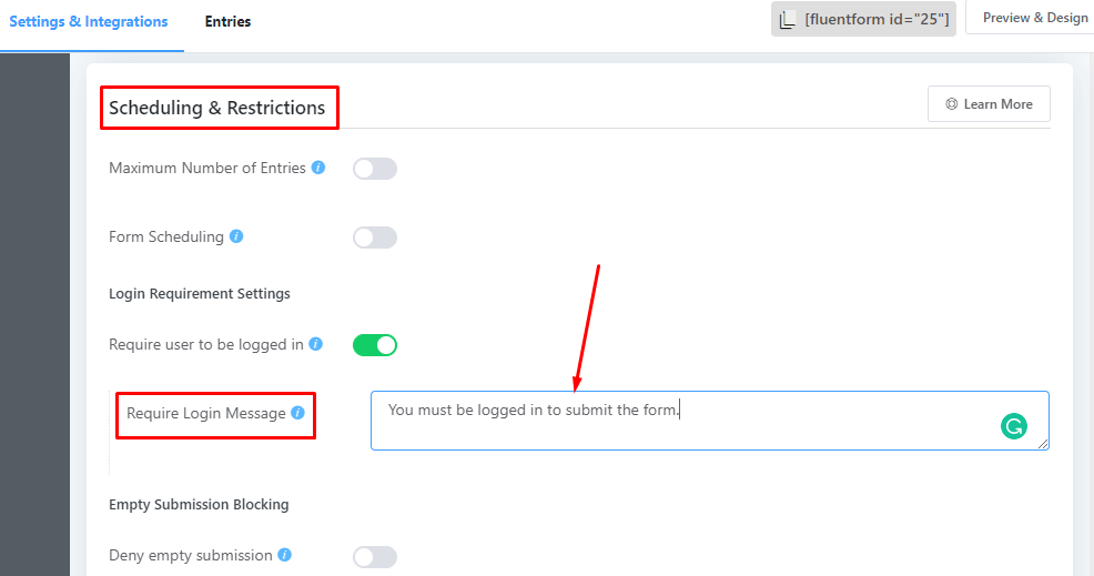 Fluent Form setting for logged in user.png