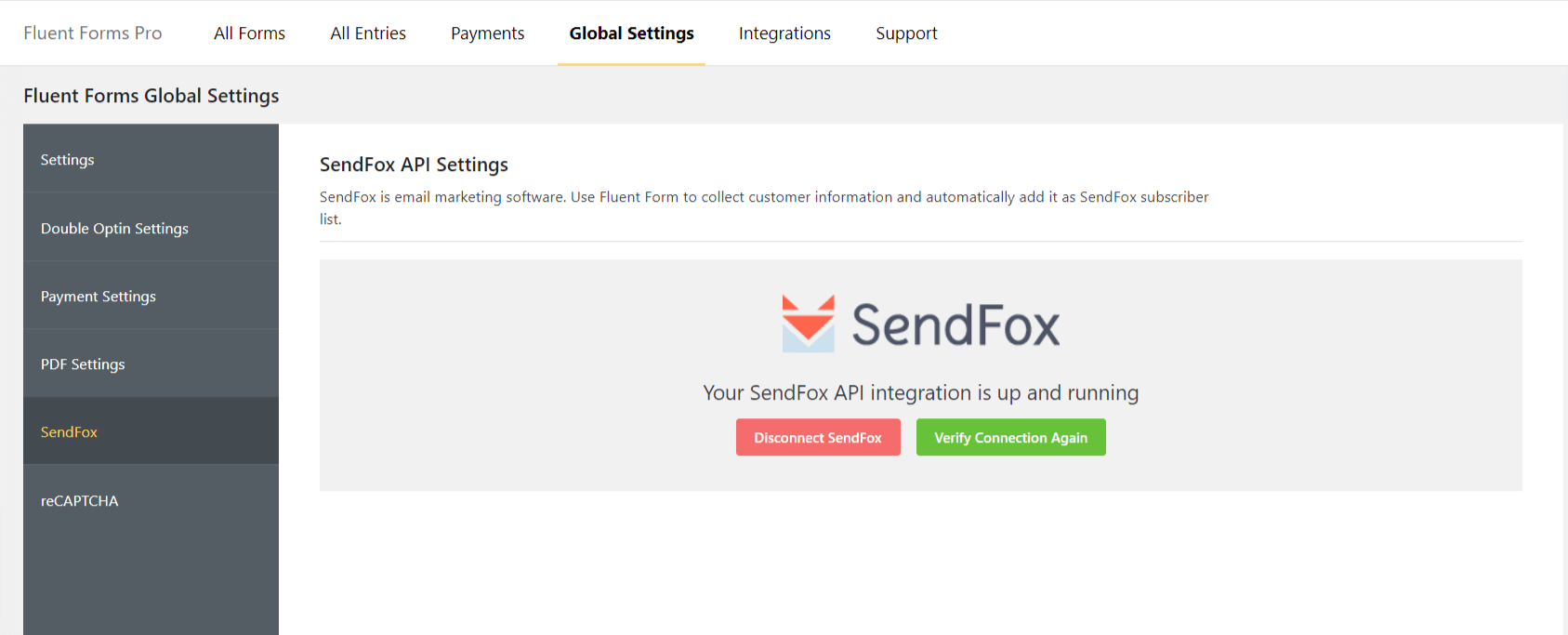 Sendfox Integration Success Fluent Forms