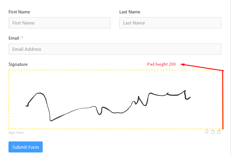 Pad height signature field on Fluent Form.png