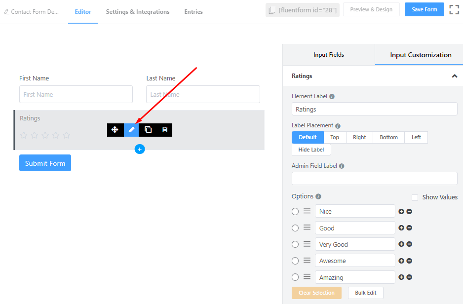 Rating Field edit of Fluent Form.png