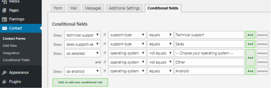 Contact Form 7 - Conditional Fields