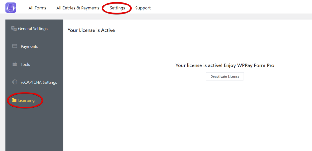 Activate WPPayForm License