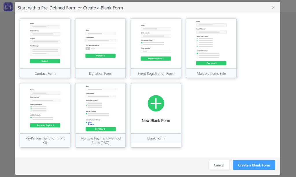 WPPayForm Prebuilt Templates