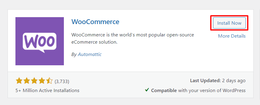 install WooCommerce in WordPress