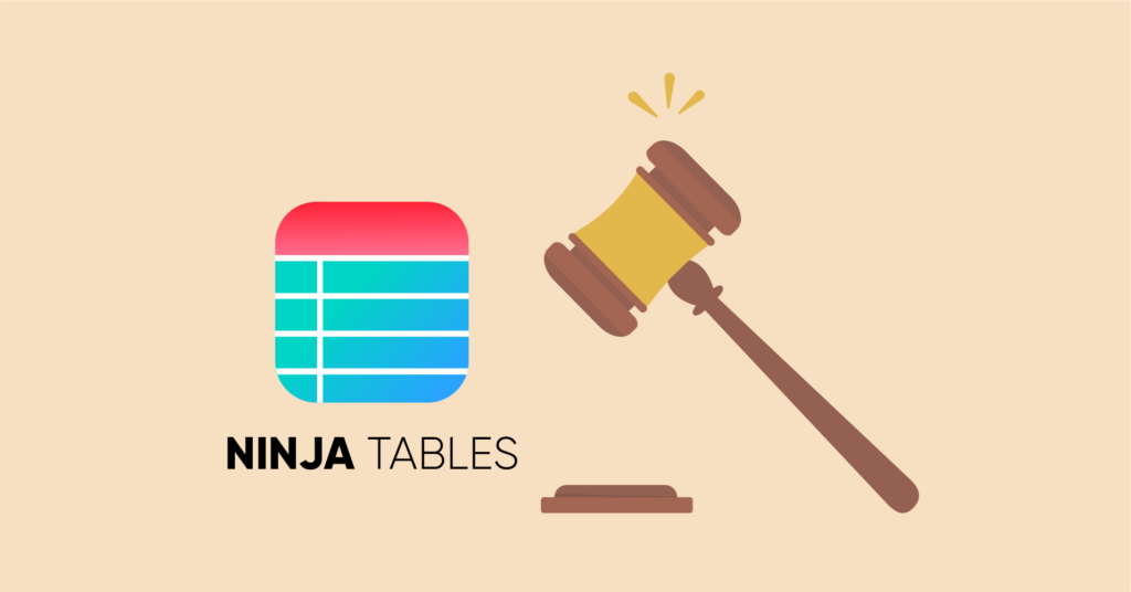 Ninja Tables product table