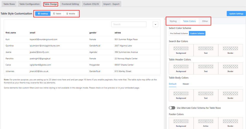 TablePress Ninja Tables segmentation wpmanageninja