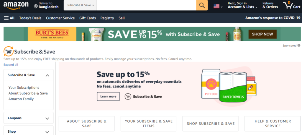 high customer retention with subscribe and save deal