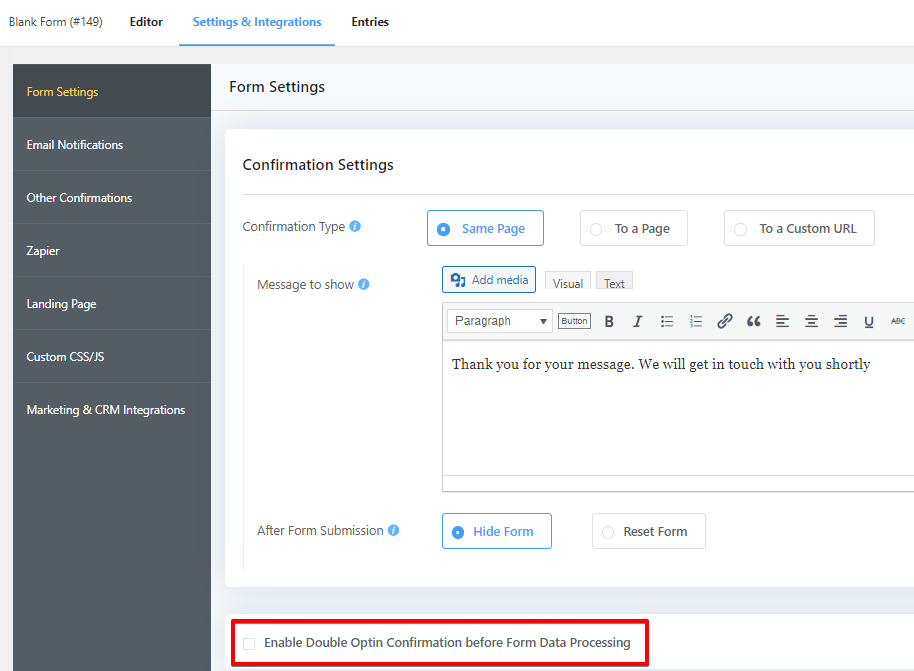 Double opt-in, Fluent Forms