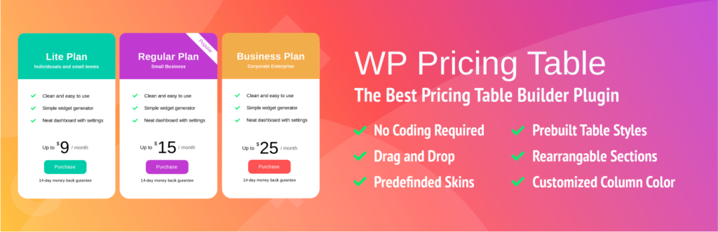 Pricing Table Builder wpmanageninja