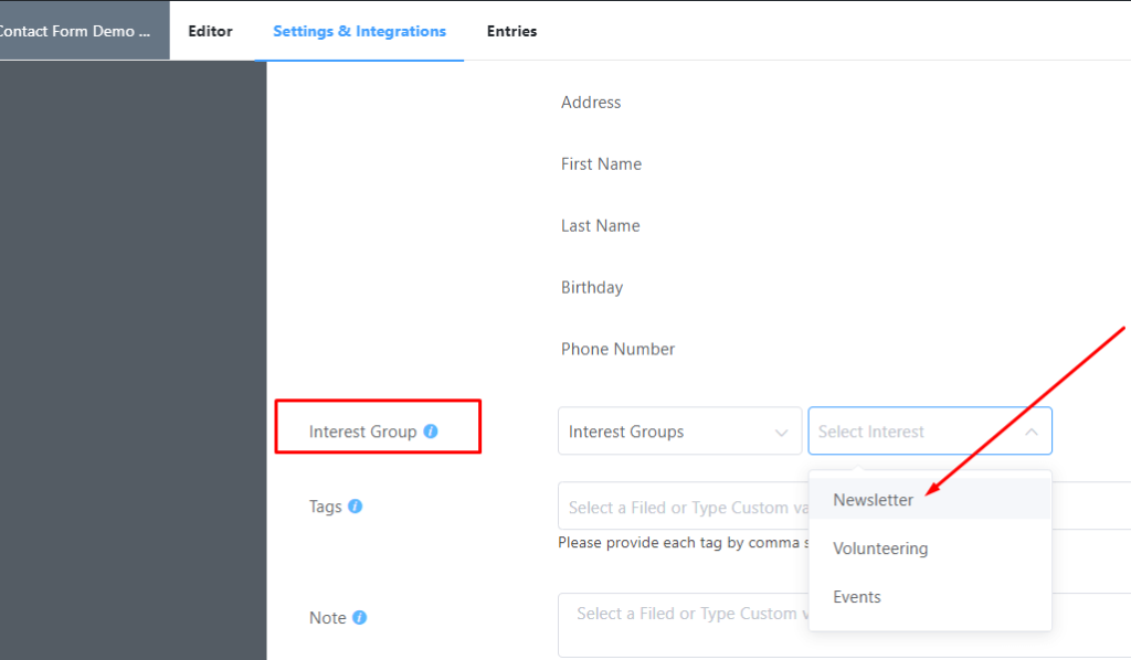 MailChimp Configuration - Fluent Forms