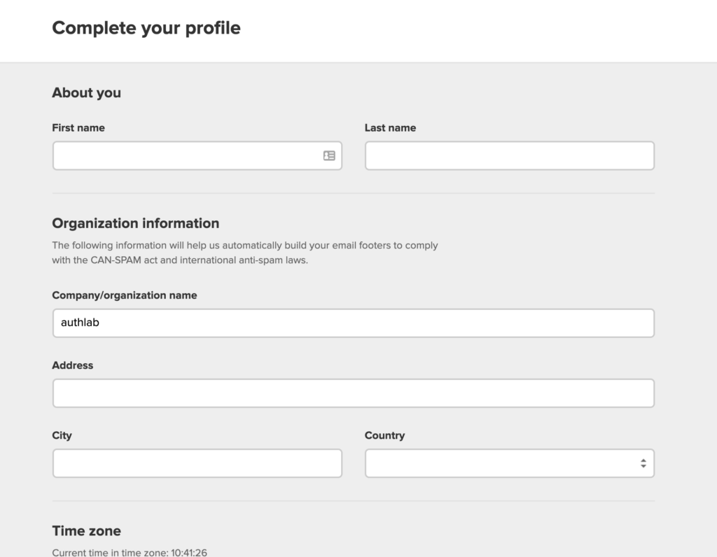 MailerLite - Complete your profile
