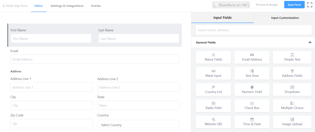 Multi-step form input fields