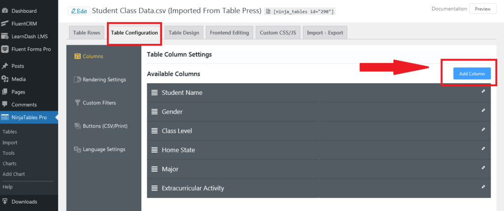 ninja tables pro table builder