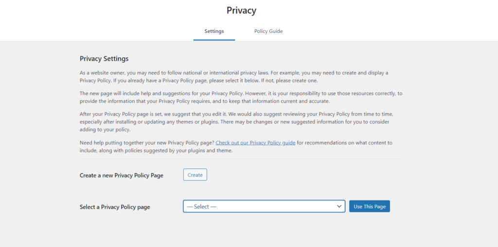 Privacy Policy WordPress for GDPR