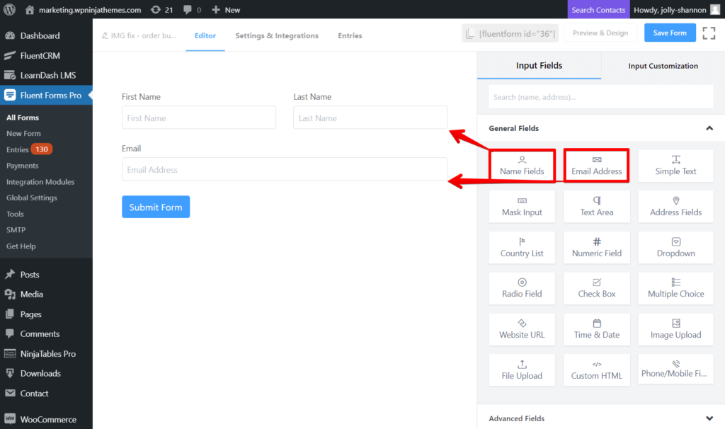 Input fields - Fluent Forms