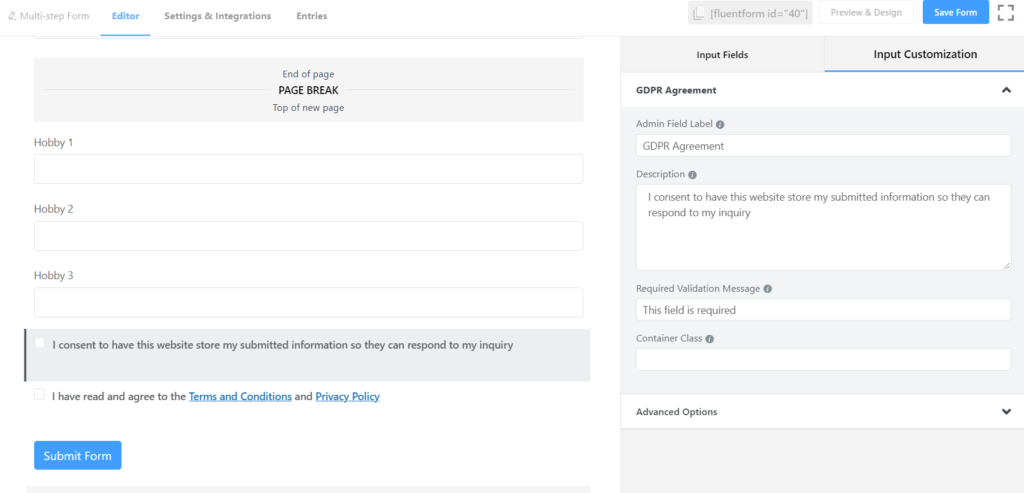 Terms and Condition in Multi-step forms in WordPress - WPManageNinja