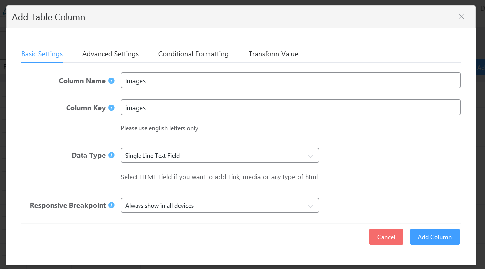 wordpress insert image into table