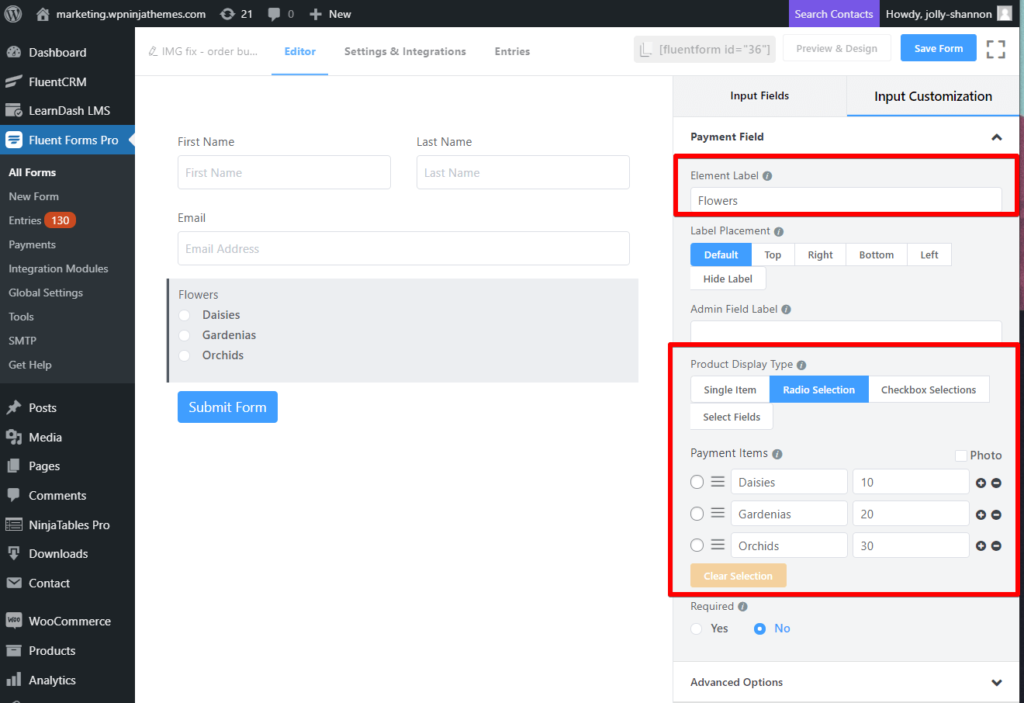 set up product prices - Fluent Forms