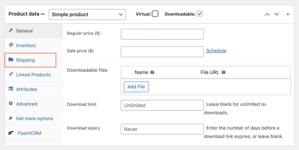 downloadable products has shipping option in WooCommerce