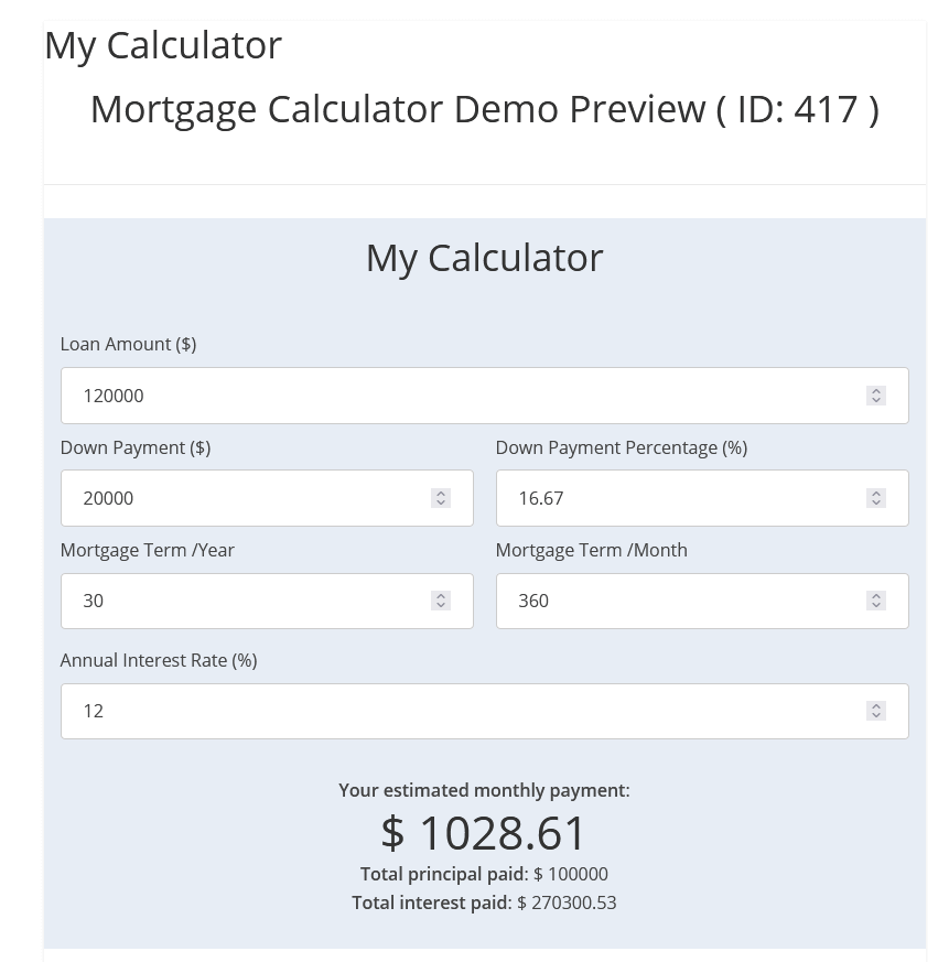 recast mortgage payment calculator